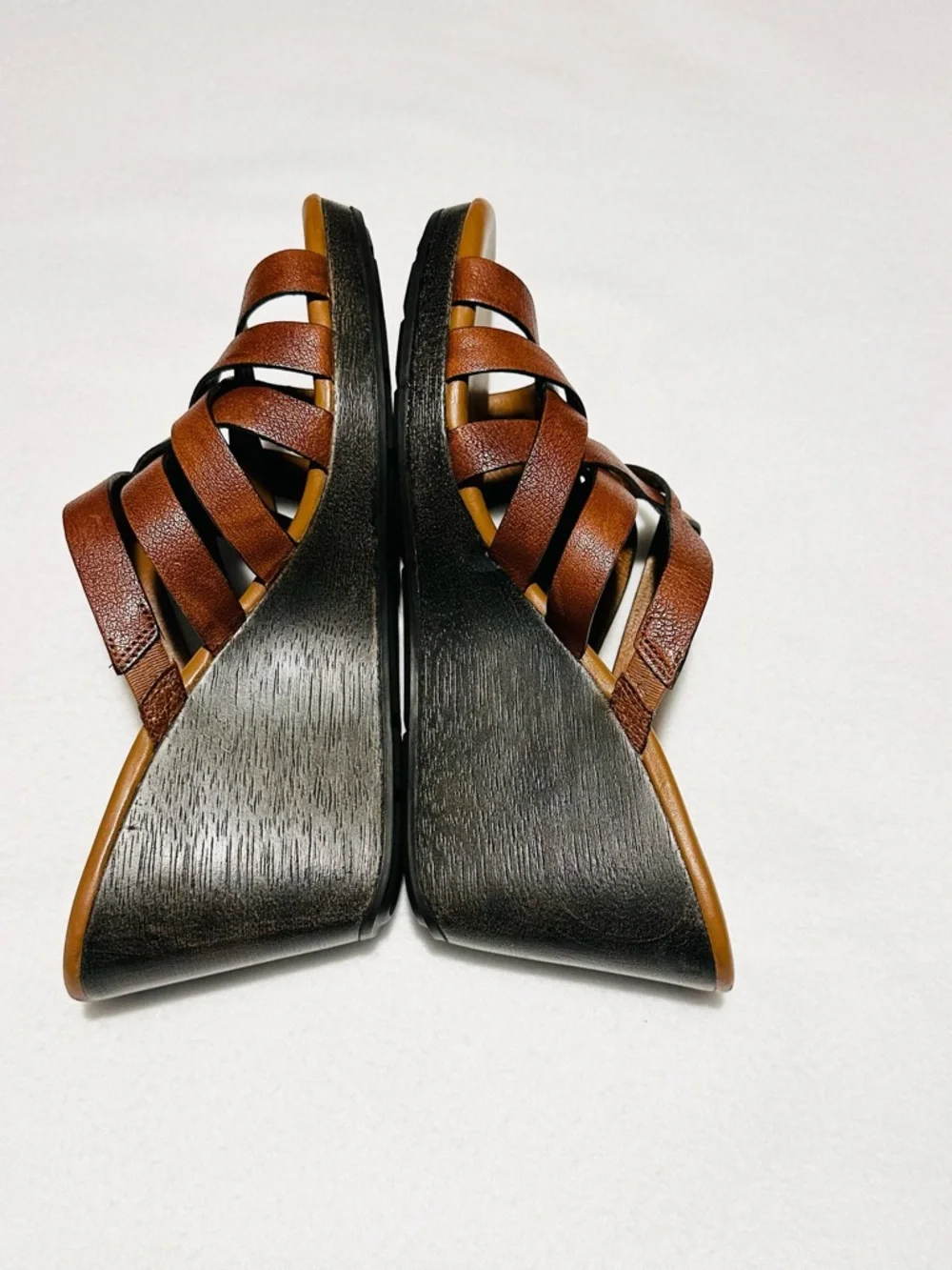 Cole Haan Nike Air Strappy Woven Leather Wedge Slide Sandals,Size 8.5B - Picture 6 of 9